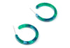 Green and blue thin small hoop acrylic earrings