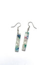 Pale multicoloured oblong acrylic earrings