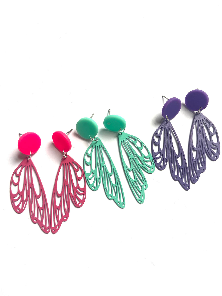Purple strong butterfly earrings