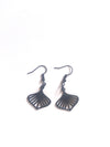 Black rubberised metal petal earrings