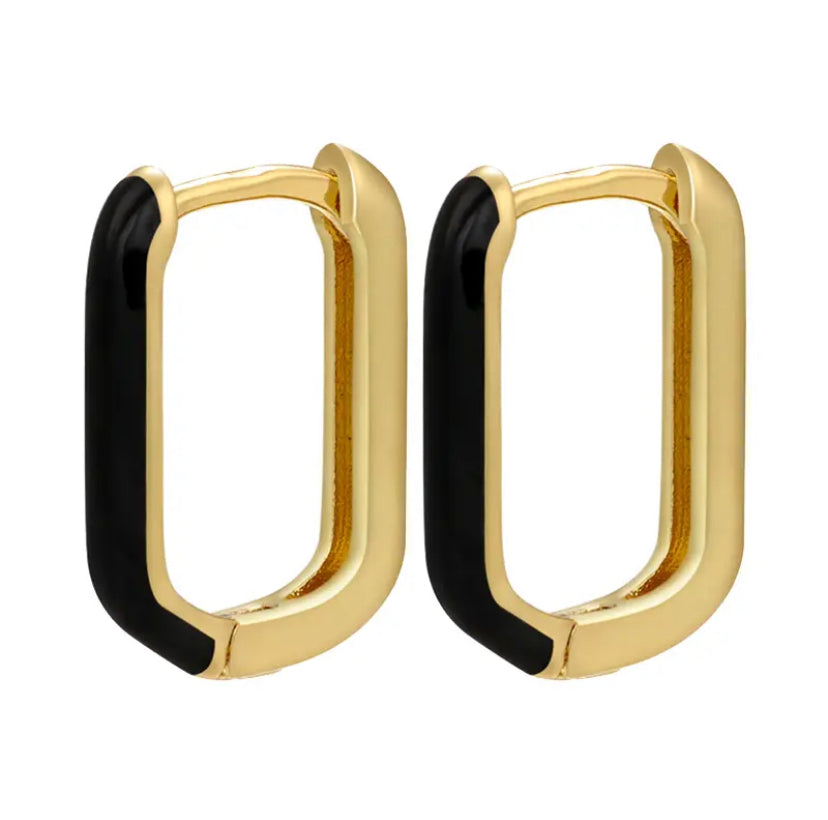 Black and gold rectangle huggie