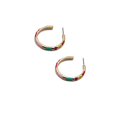 Multicoloured enamel gold hoop