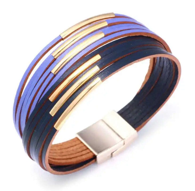Navy blue and purple twisted bracelet