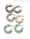 Green and pink thick small hoop acrylic earrings