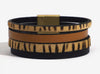 Brown and black animal print and leatherette stripy bracelet