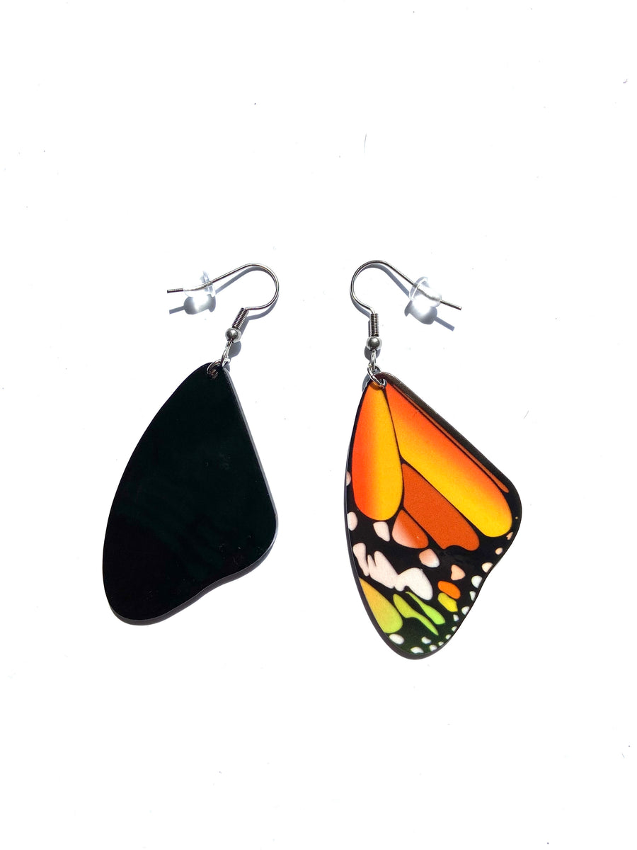 Orange medium butterfly earrings