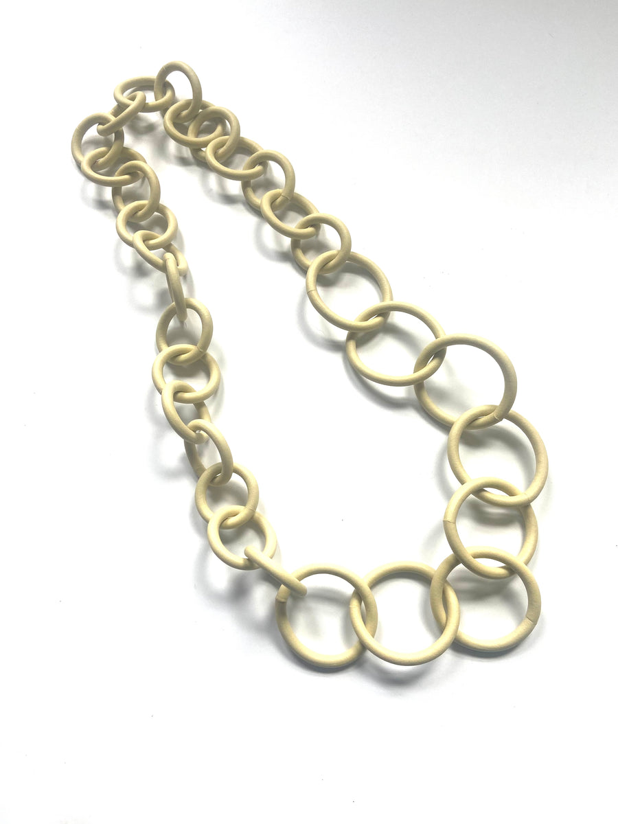 Cream chunky rubber long necklace