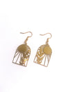 Brass leaves and sun cafe dangle earrings