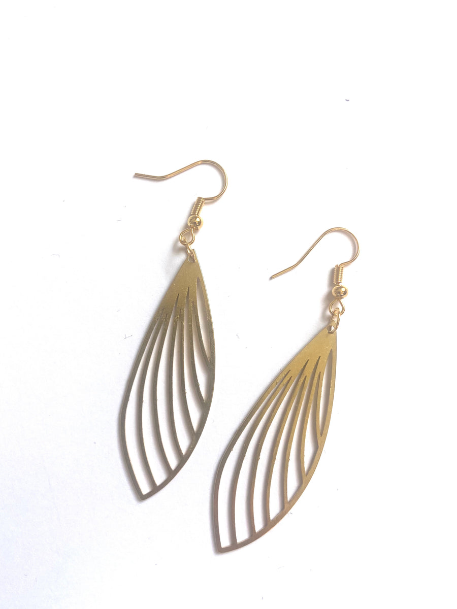 Brass wing earrings