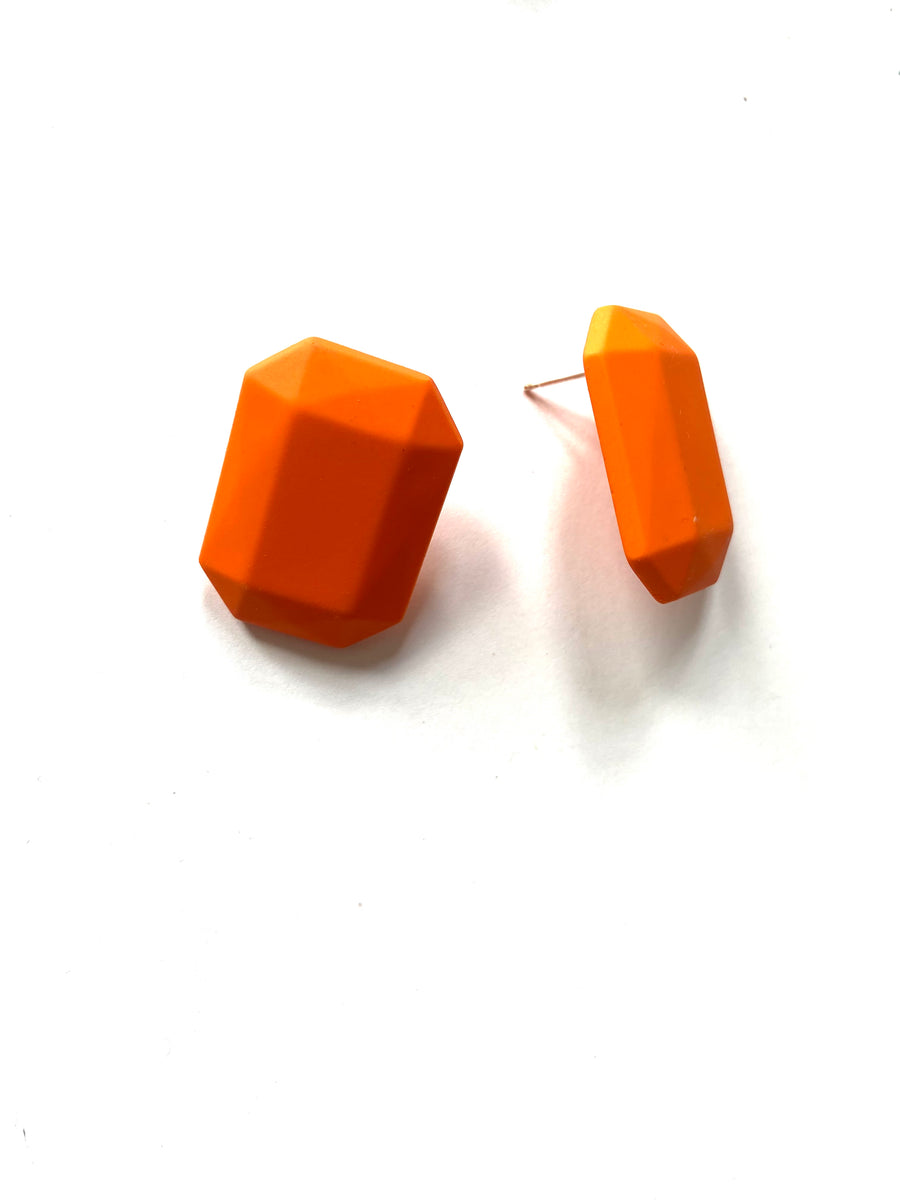 Orange smooth acrylic geometric studs